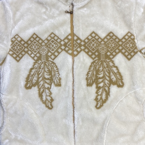Vintage Milton Funwear Full Zip Feather Southwestern Cream Beige Jacket Size XL - Picture 3 of 9